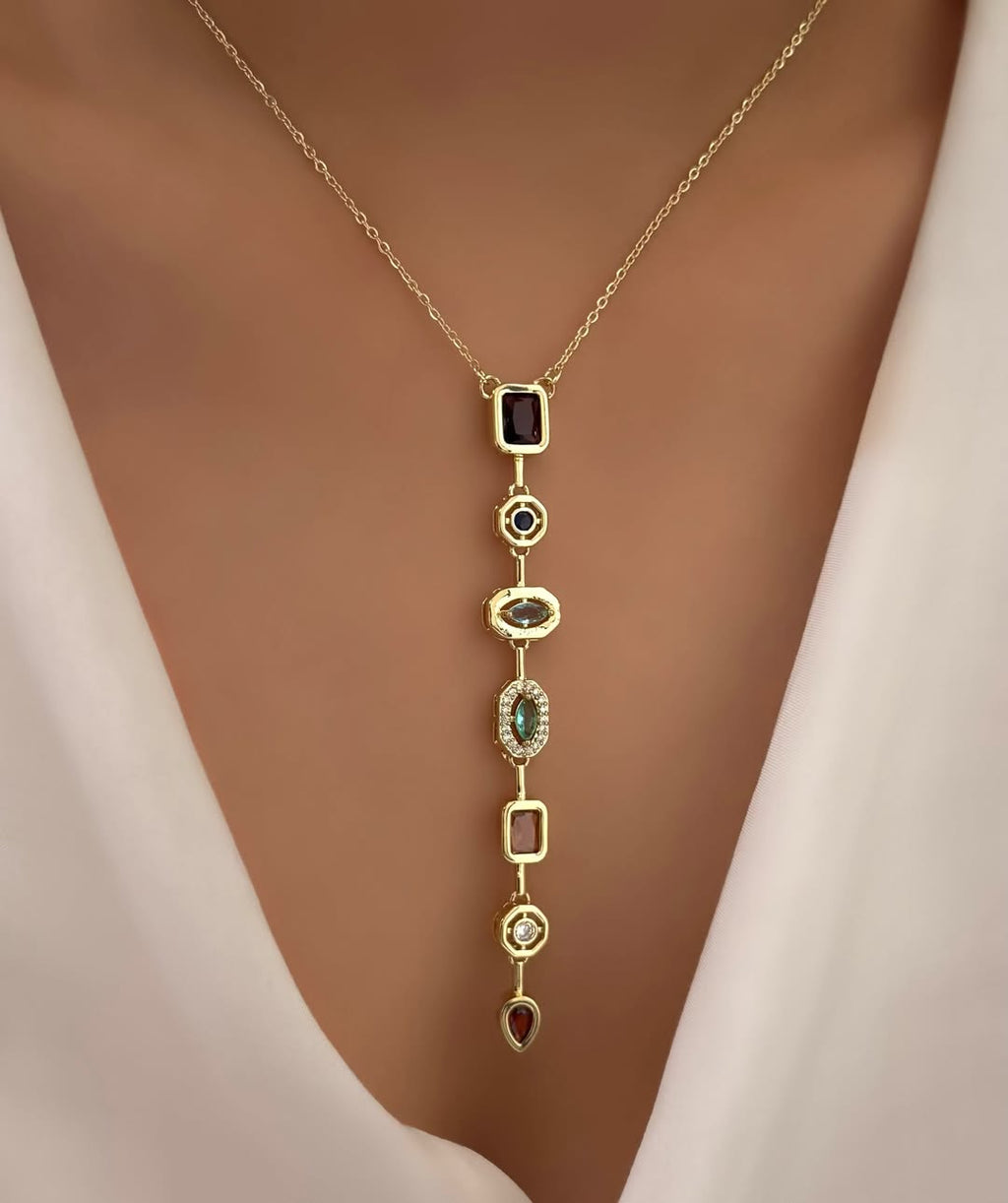 Aurora Heirloom Multi-Gem Drop Necklace