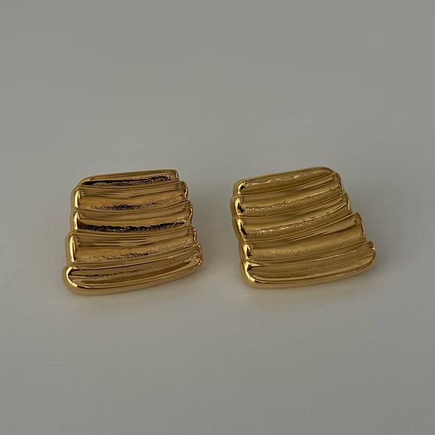 Wave Crest Gold-Plated Geometric Studs