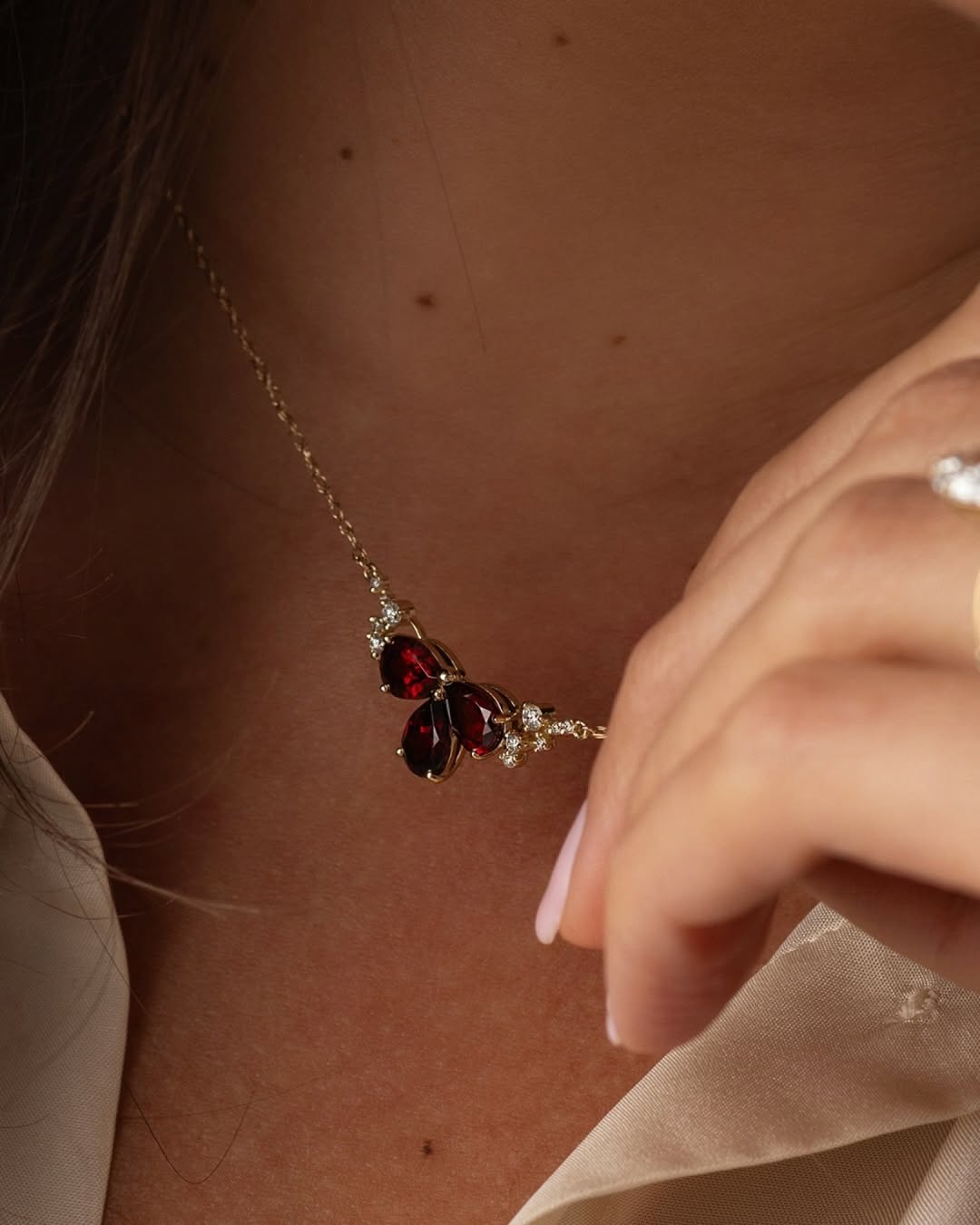 Scarlet Bloom Necklace And Ring Set