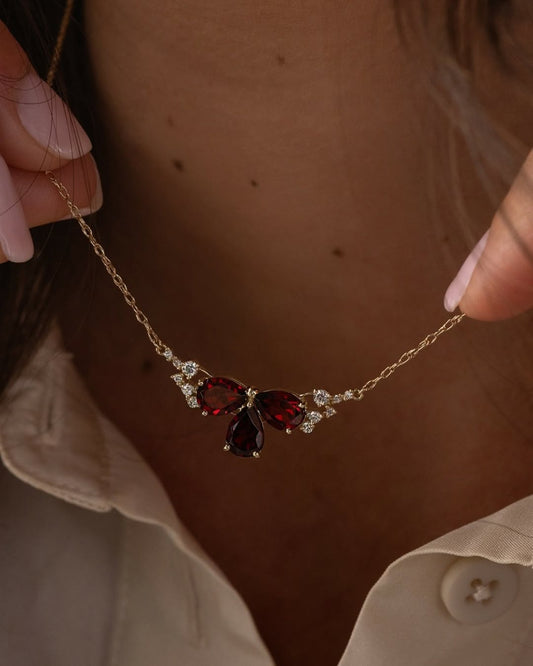 Scarlet Bloom Necklace And Ring Set