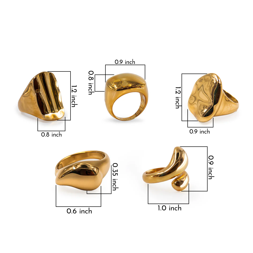 Gilded Cascade Quartet Gold Rings for Women