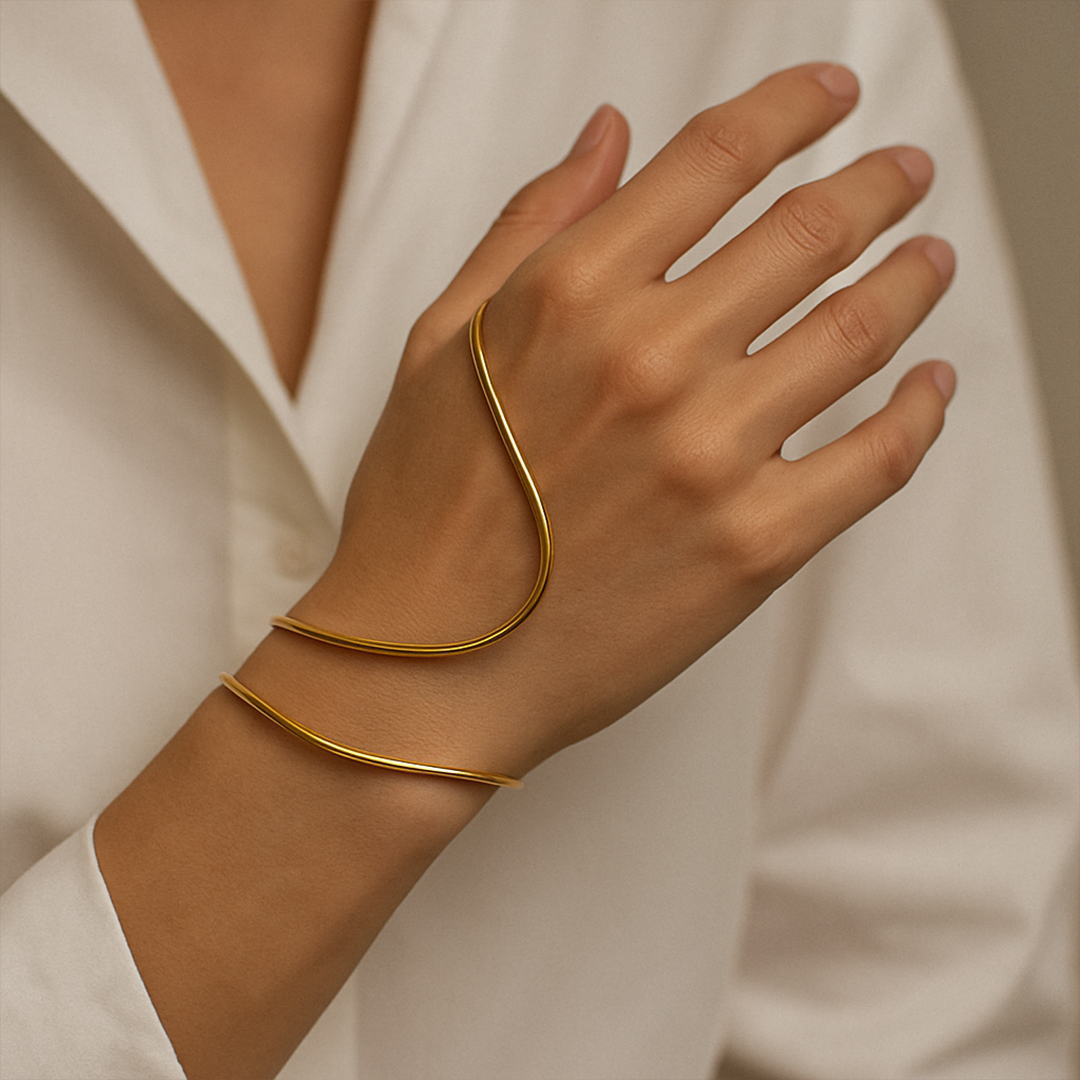 gold hand bracelet