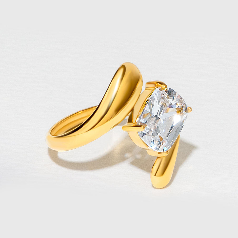 Crystal Wrap Gold-Plated Sculptural Ring - Amalfa