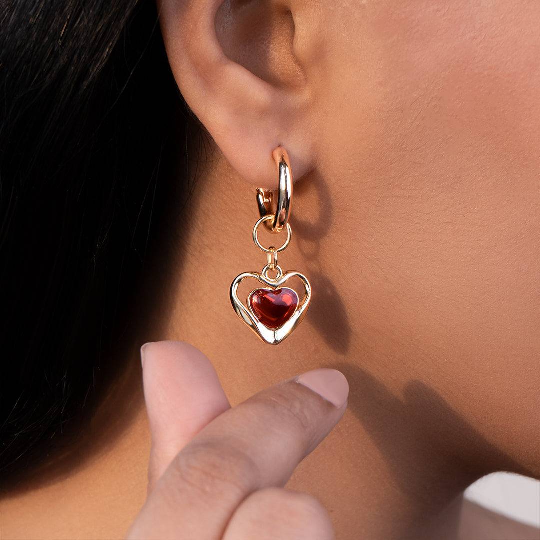 Gold Hoop Charm Earrings Set