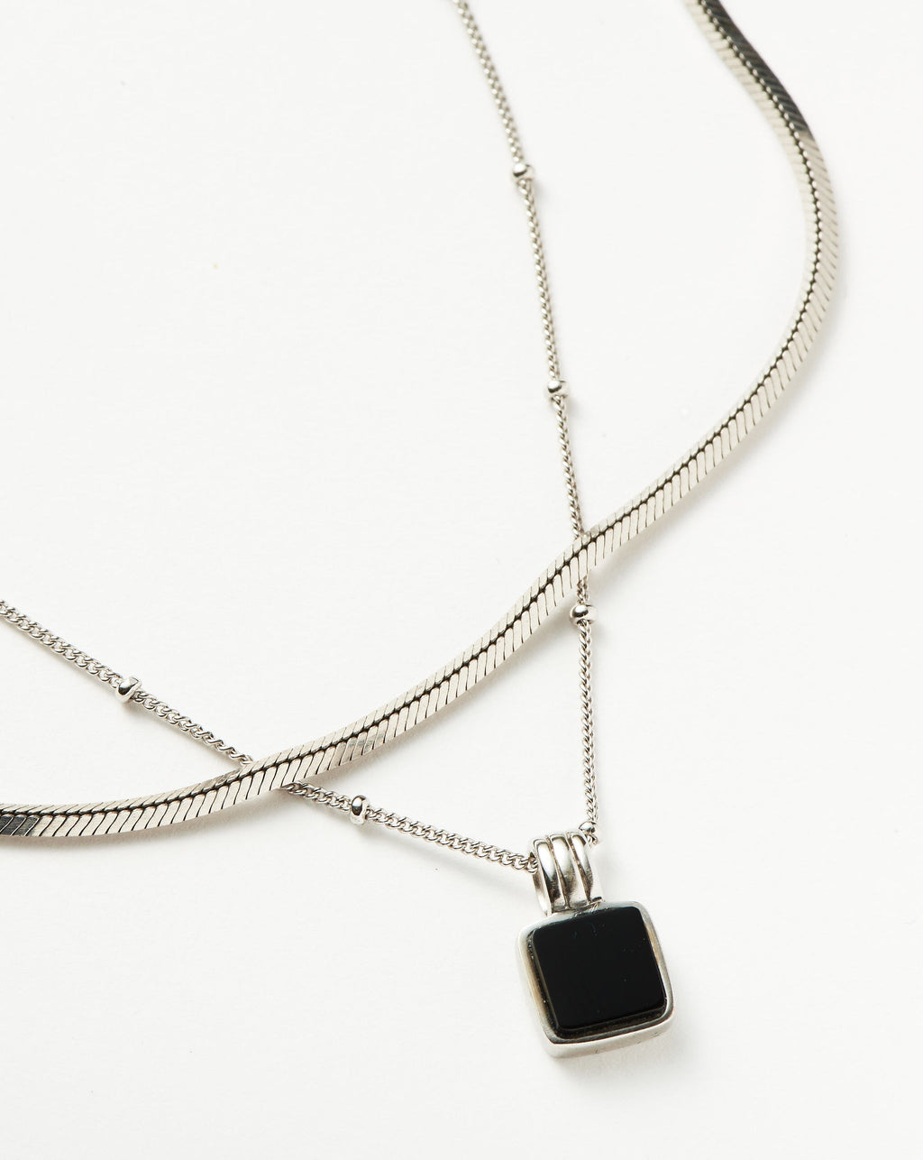Onyx Echo Sterling Silver Layering Set