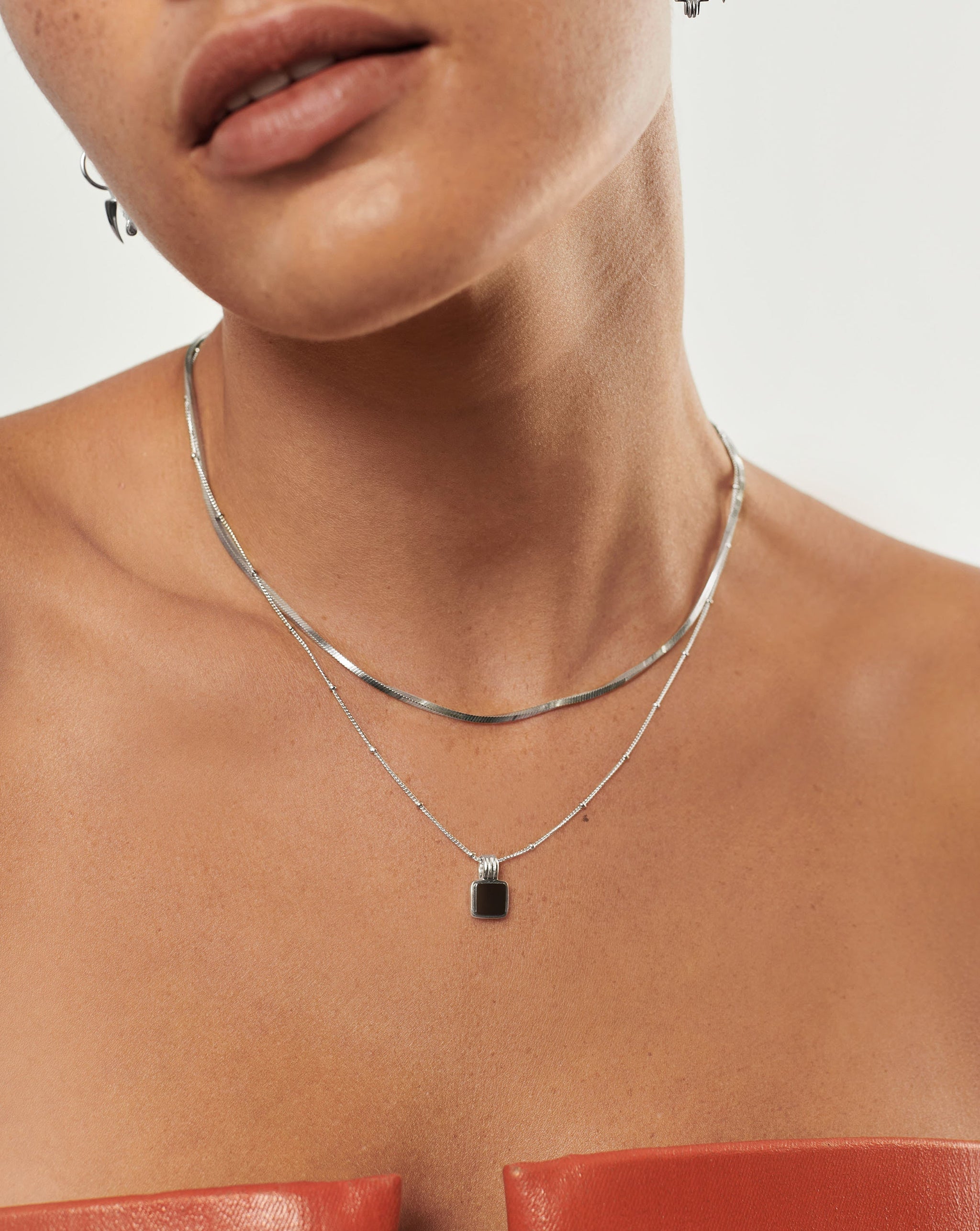 Onyx Echo Sterling Silver Layering Set