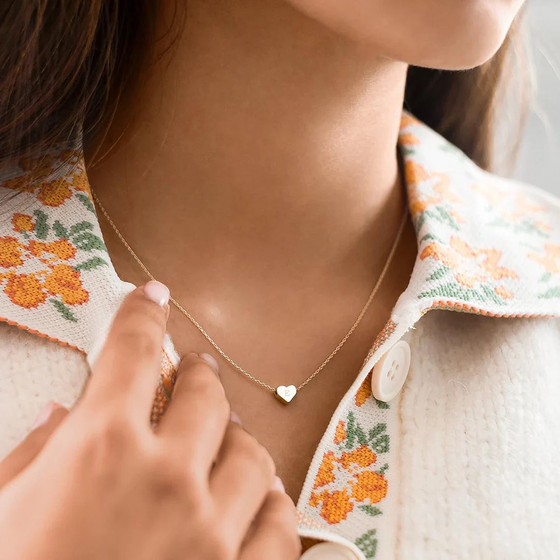 Ava Heart Initial Necklace