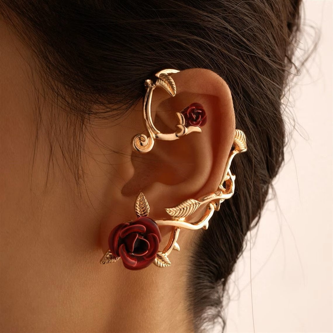 Rose Ear Wrap Cuff Earrings