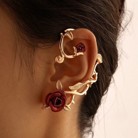 Rose Ear Wrap Cuff Earrings