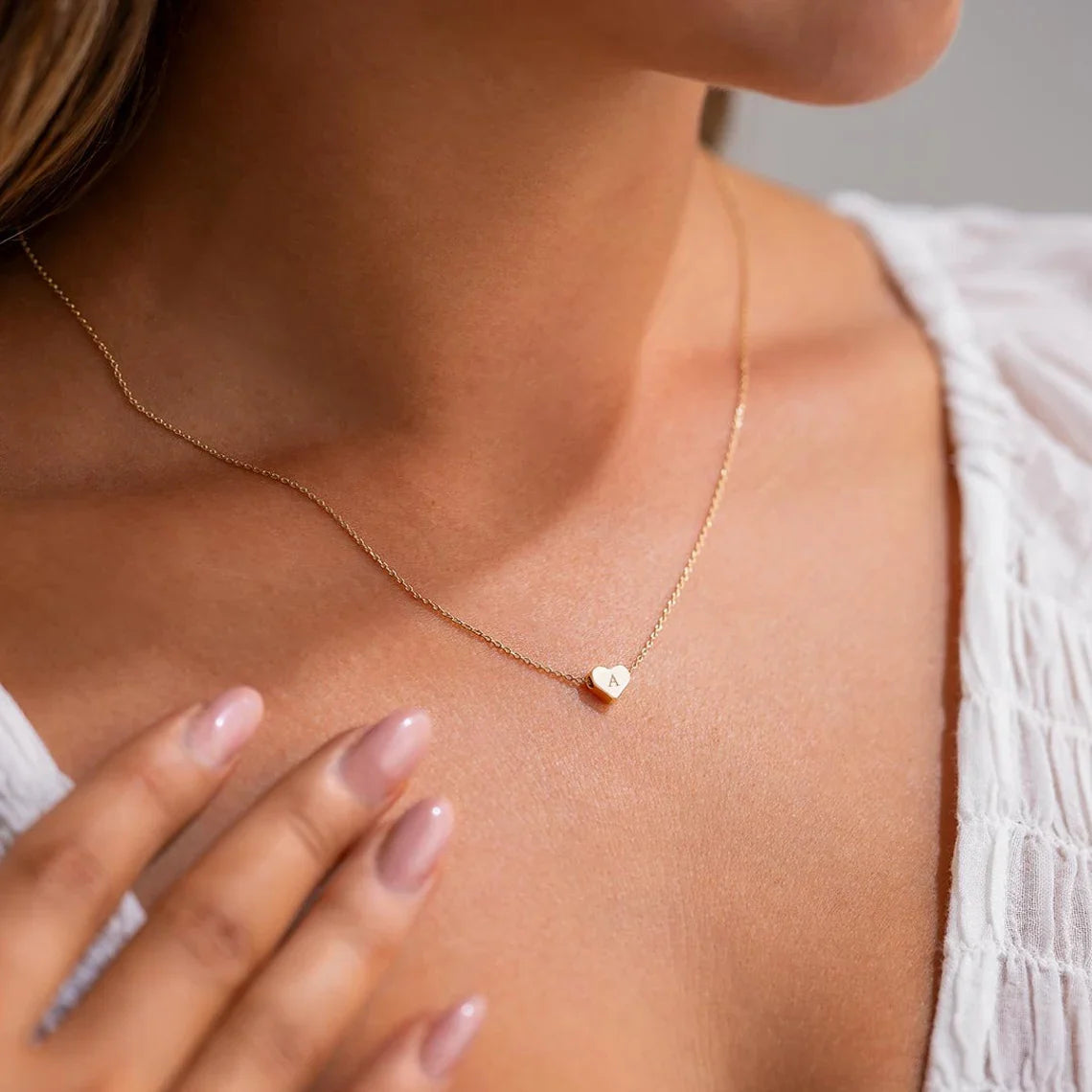 Ava Heart Initial Necklace