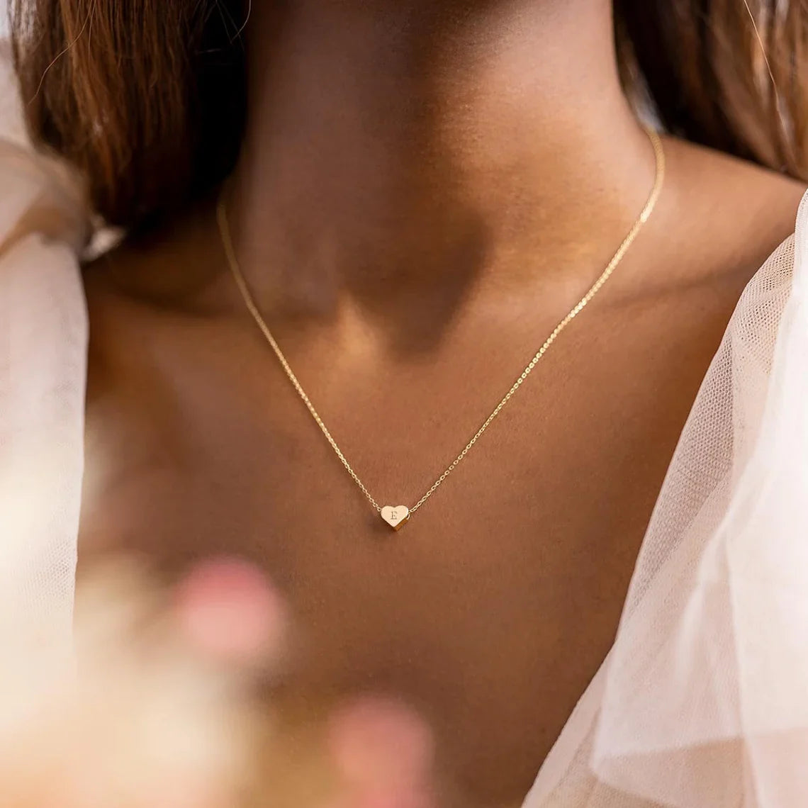 Ava Heart Initial Necklace