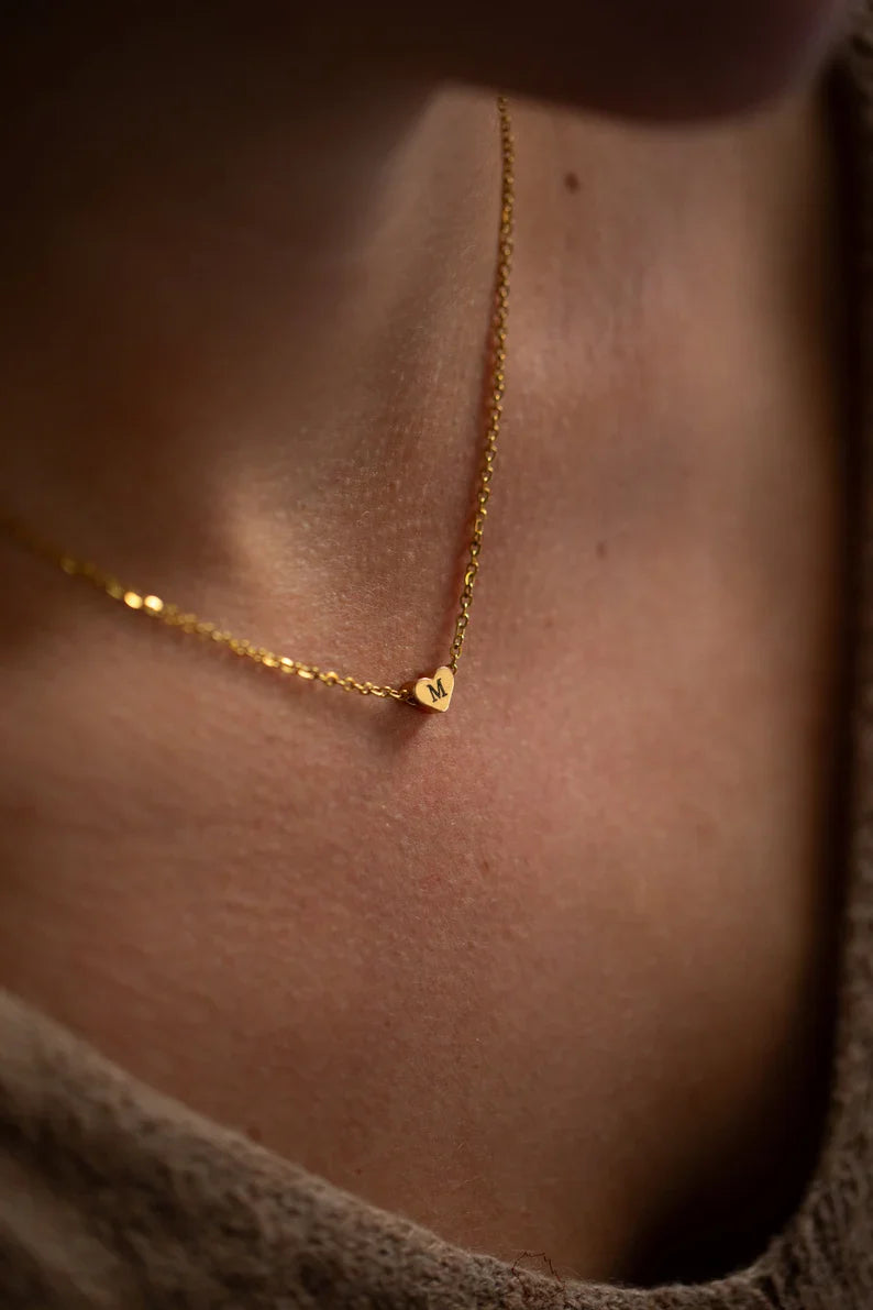Ava Heart Initial Necklace