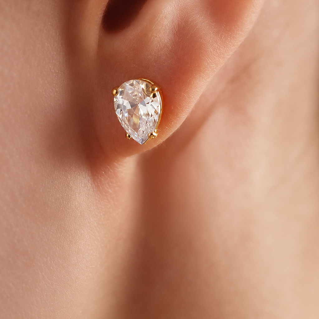 Pear Drop Dual-Crystal Bar Earrings (Two in One)