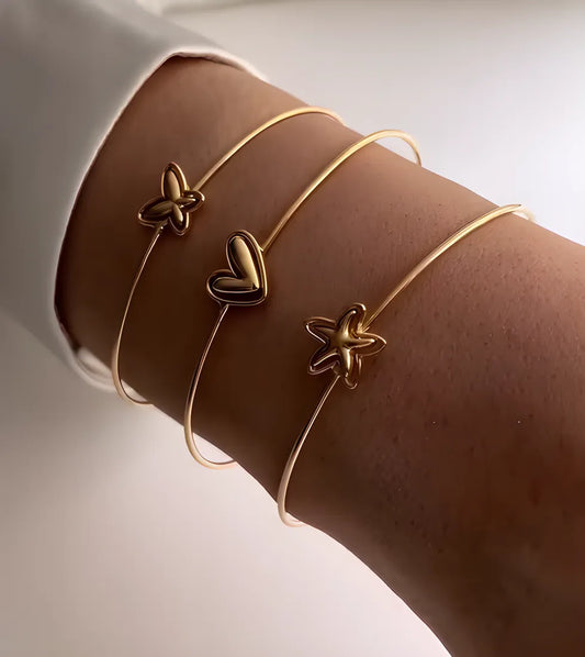 Mini Motif Bangle Set in 18K Gold-Plated