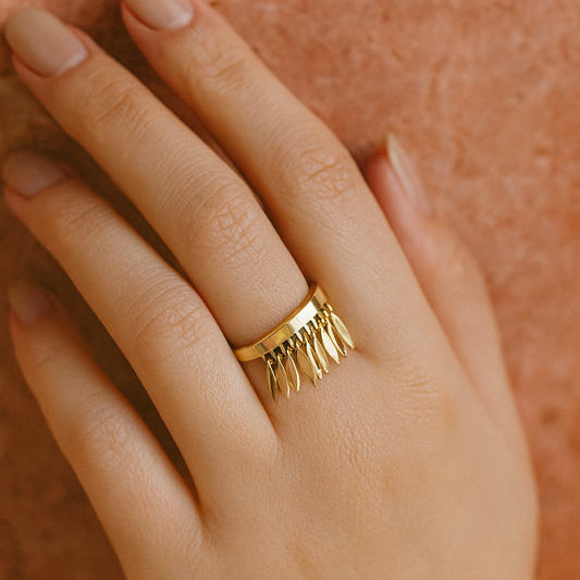 Golden Fringe Motion Ring
