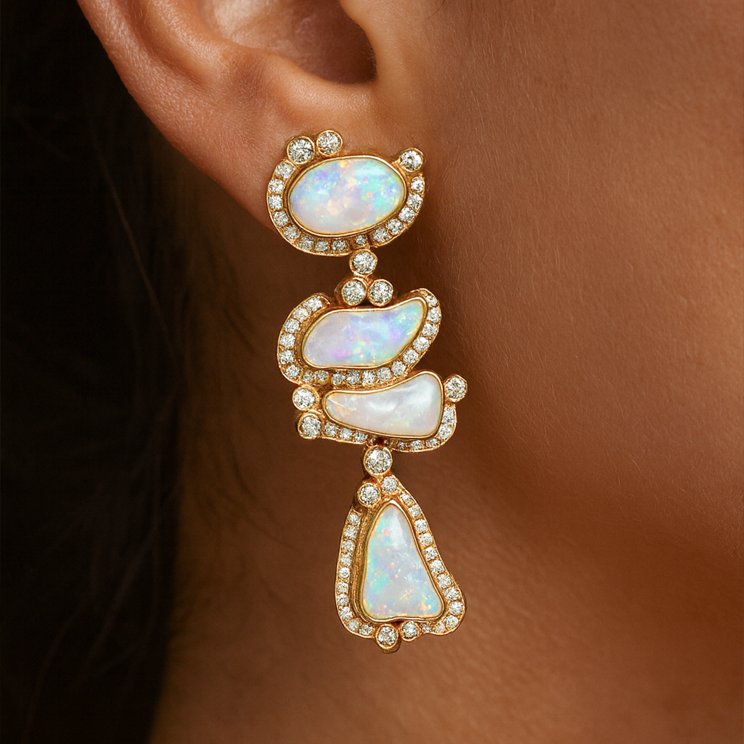 Lina Moonlit Opal Transforming Earrings- Danglers to Studs
