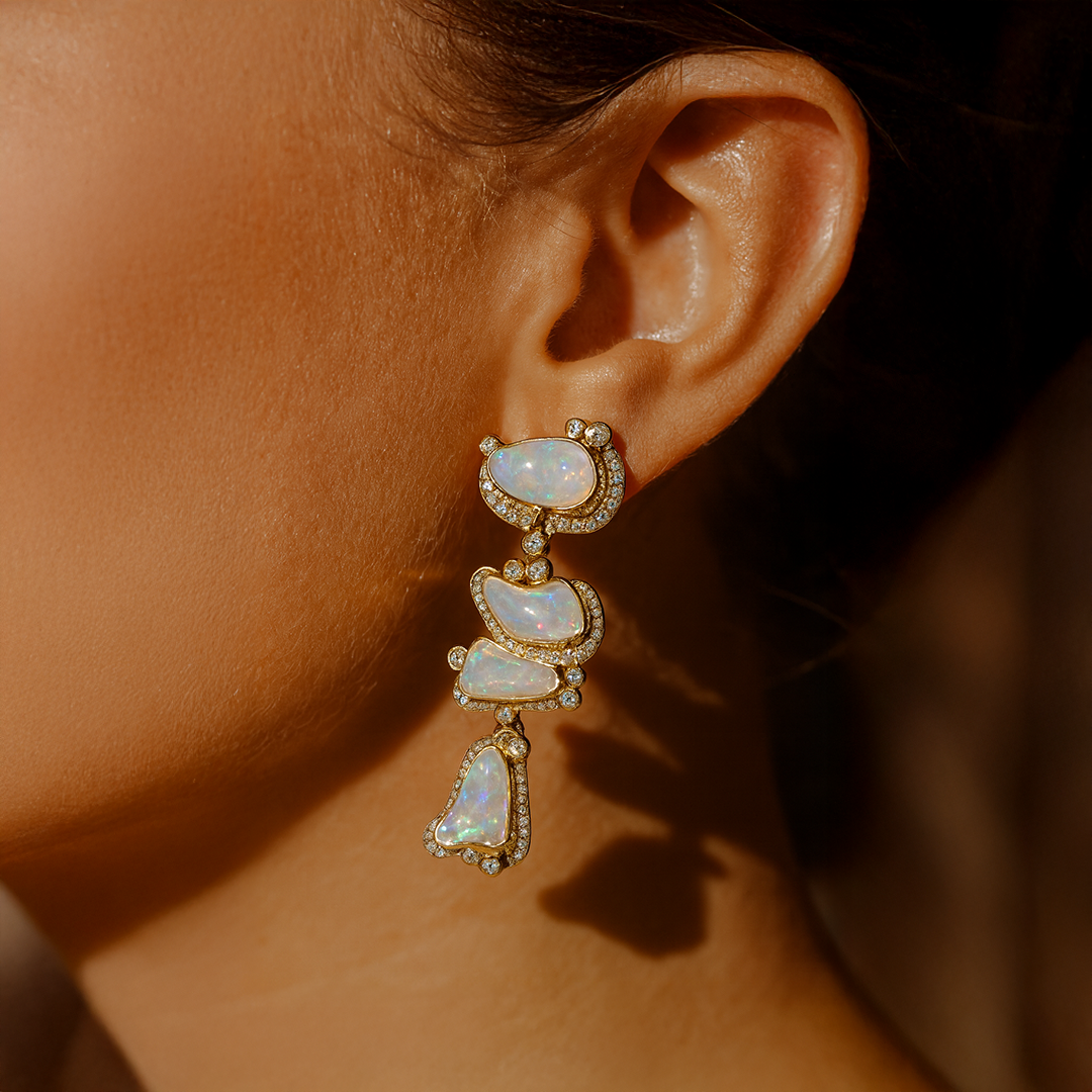 Lina Moonlit Opal Transforming Earrings- Danglers to Studs