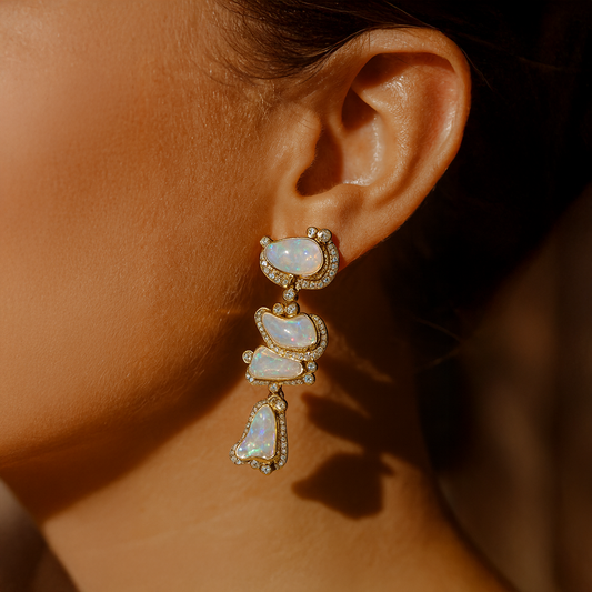 Lina Moonlit Opal Transforming Earrings- Danglers to Studs