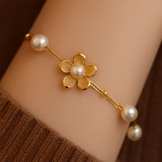 Sena Golden Petal Pearl Bracelet
