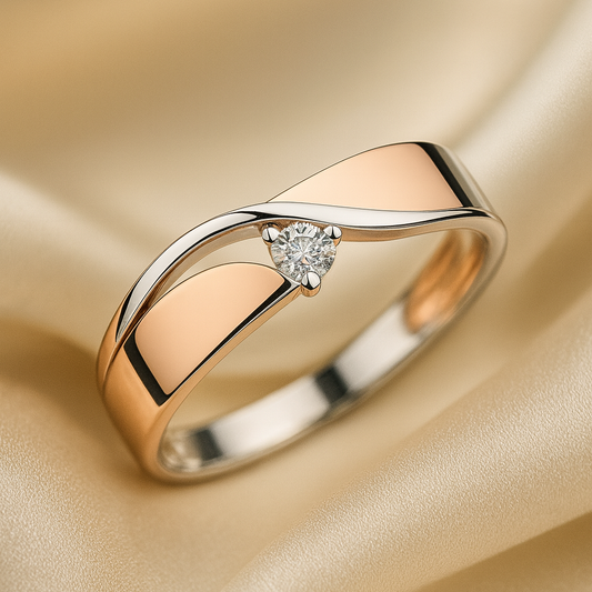Rose Gold and White Gold Plated Solitaire Ring