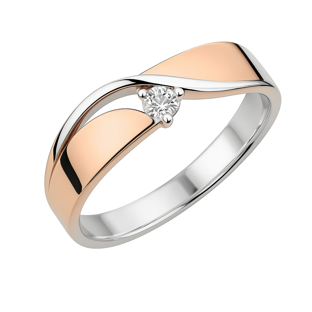 Rose Gold and White Gold Plated Solitaire Ring