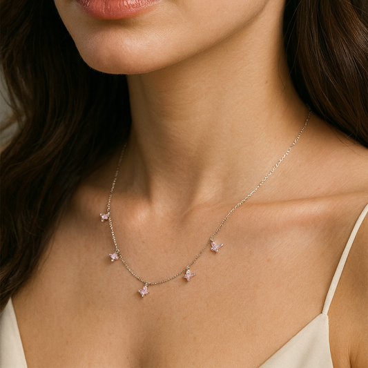 Mira Pink Butterfly Necklace