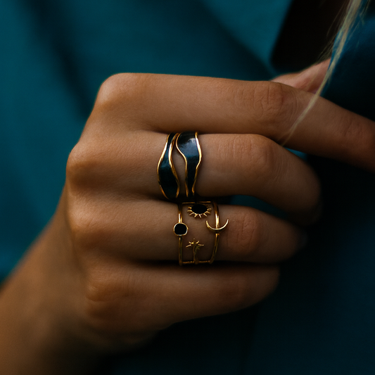 Elva Midnight Rings Set