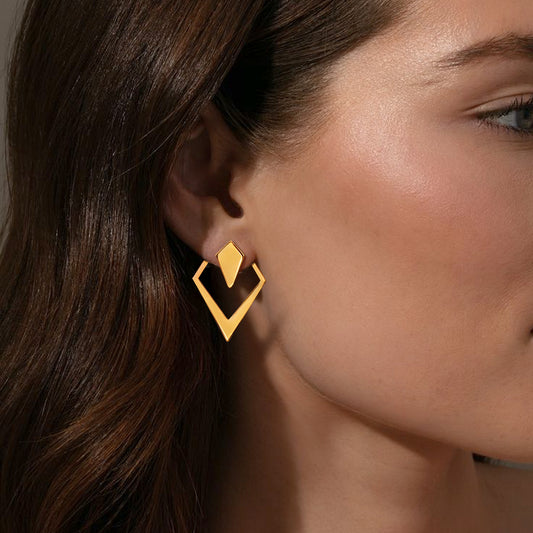 V-Edge Dual Style Studs – Detachable 2-in-1Earrings