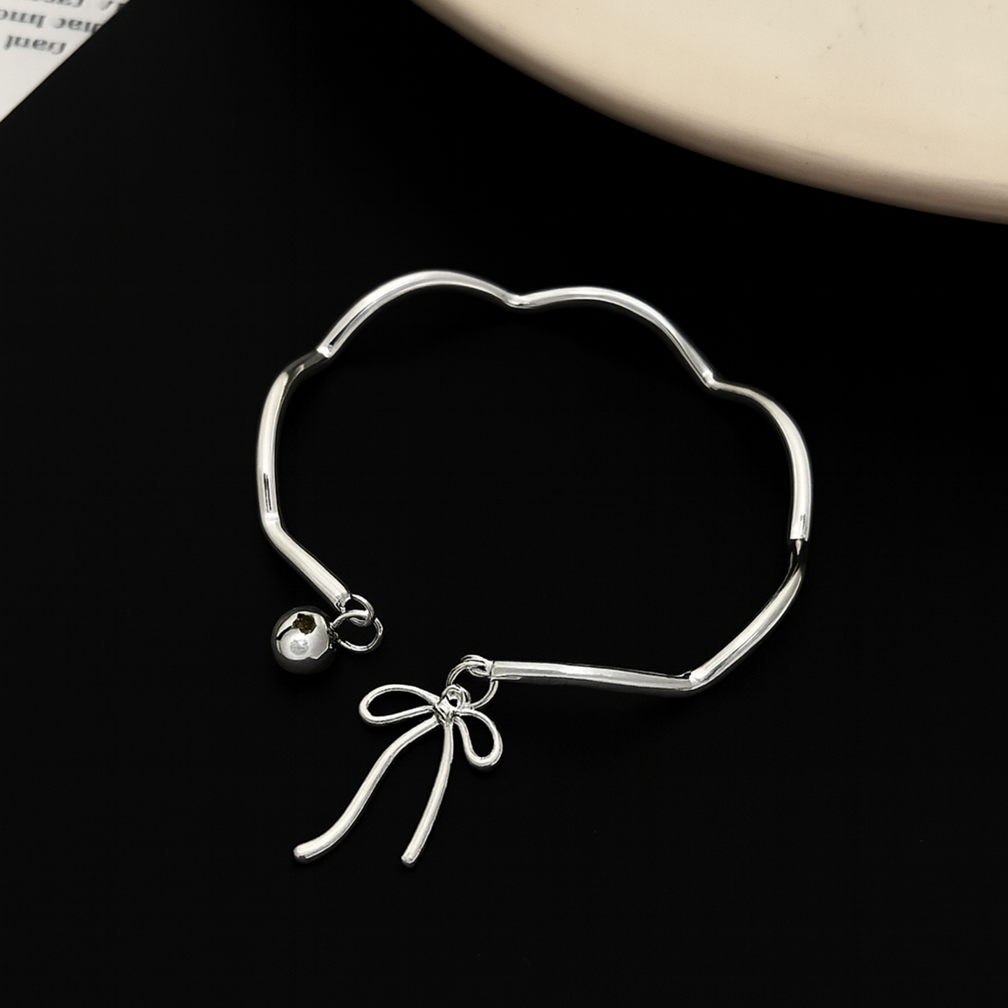 Nysa Silver Bow Cuff Bracelet