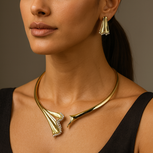 Gilded Bloom Collar Necklace Set