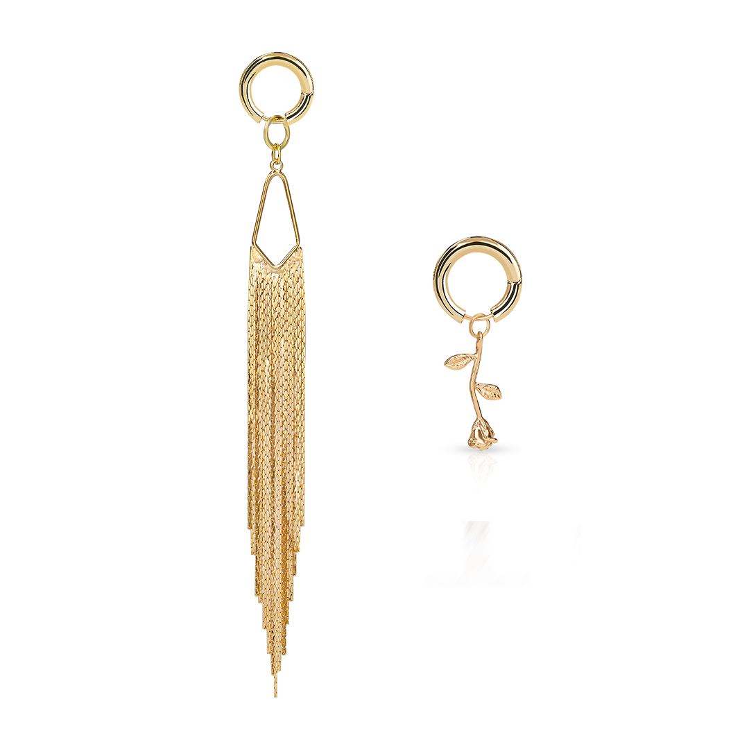 Gold Hoop Charm Earrings Set