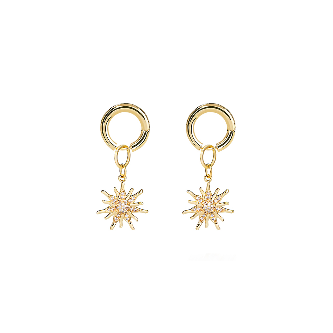 Gold Hoop Charm Earrings Set