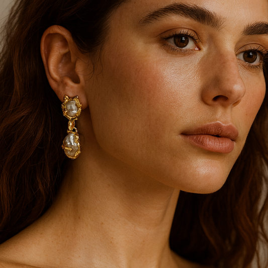 Golden Mist Baroque Drop Earrings
