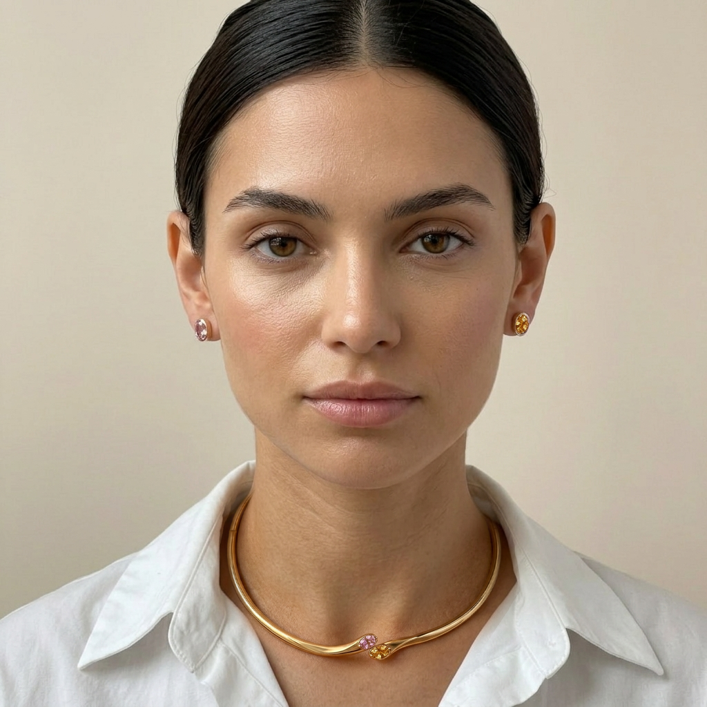 Elena Oval Earrings and Choker Set