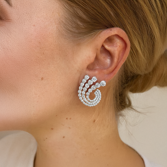 Reina Spiral Crystal Stud Earrings