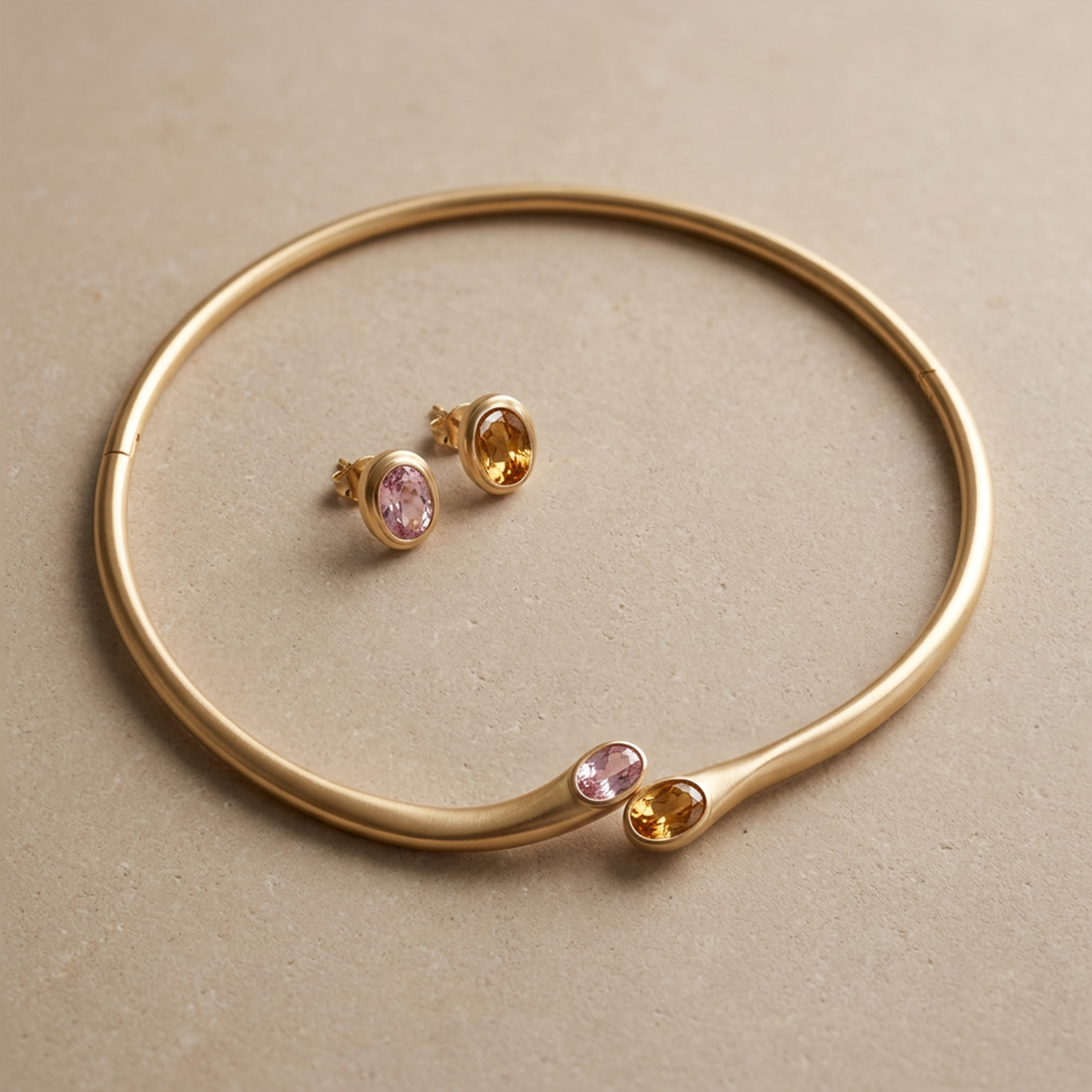 Elena Oval Earrings and Choker Set