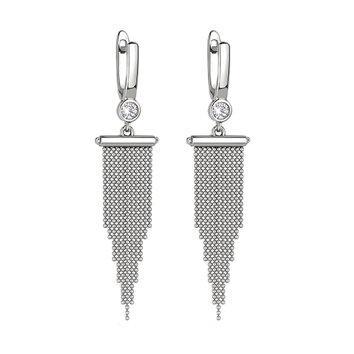 Sana Silver Chain Tassel Earrings