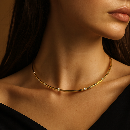 Golden Line Zircone Choker