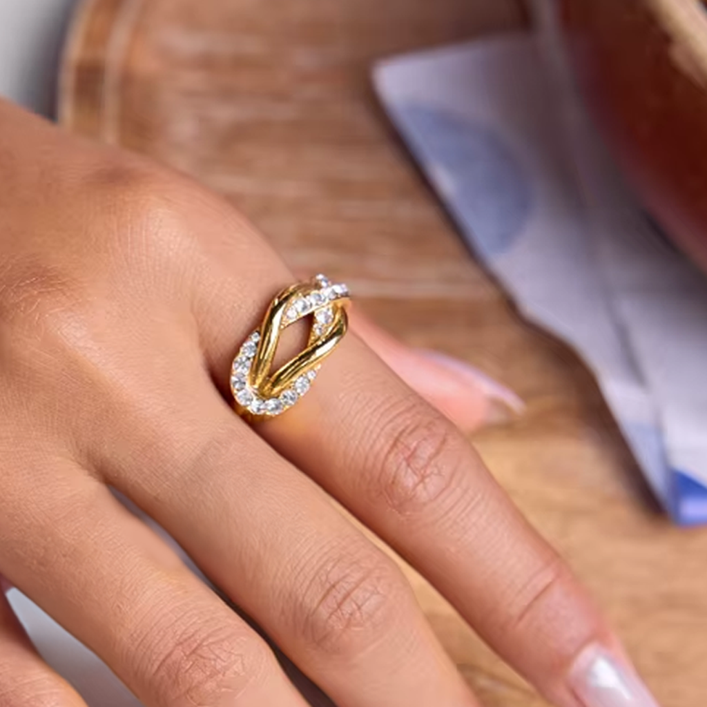 Elira Twist CZ Band Ring For Women