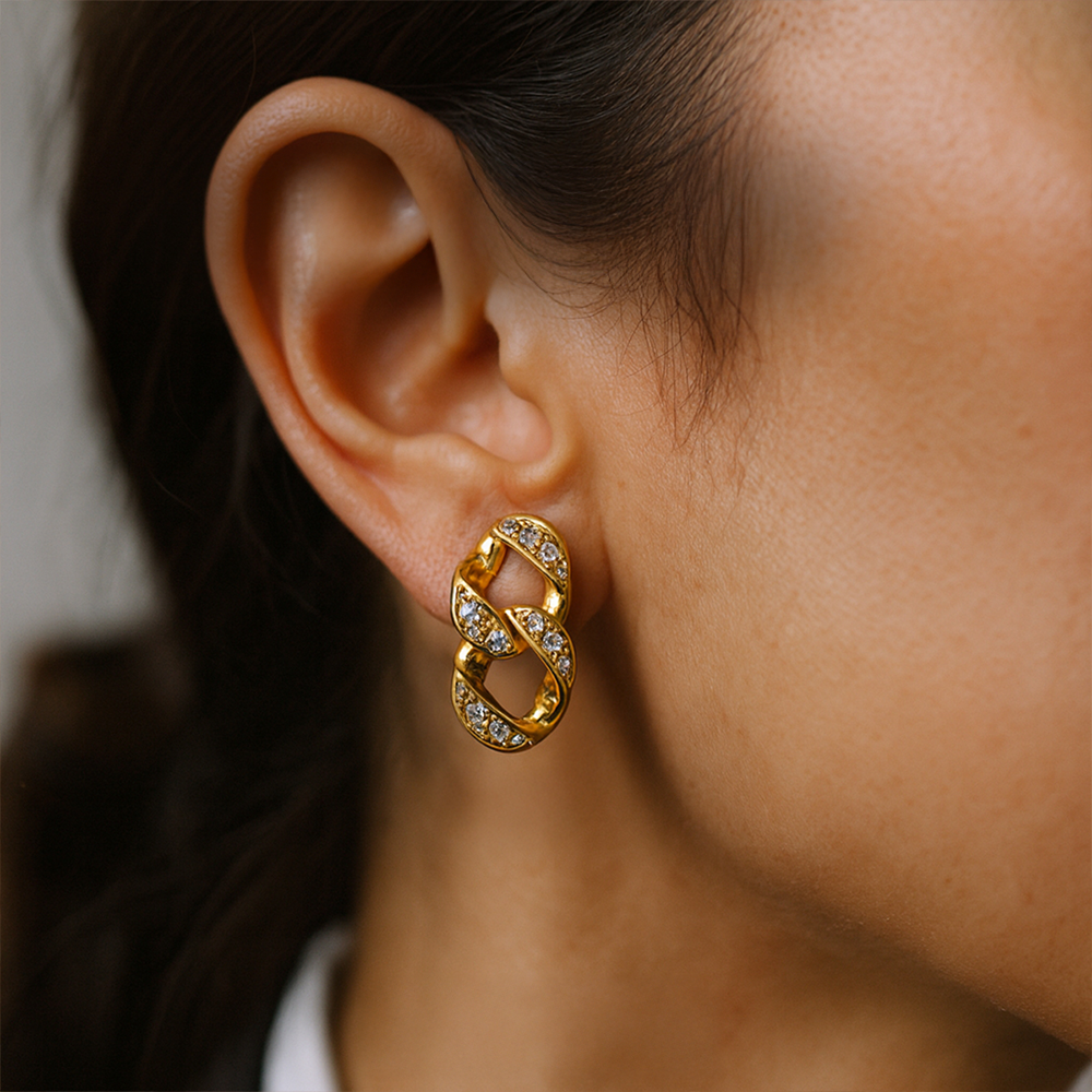 Oana Cuban Link Gold Earrings