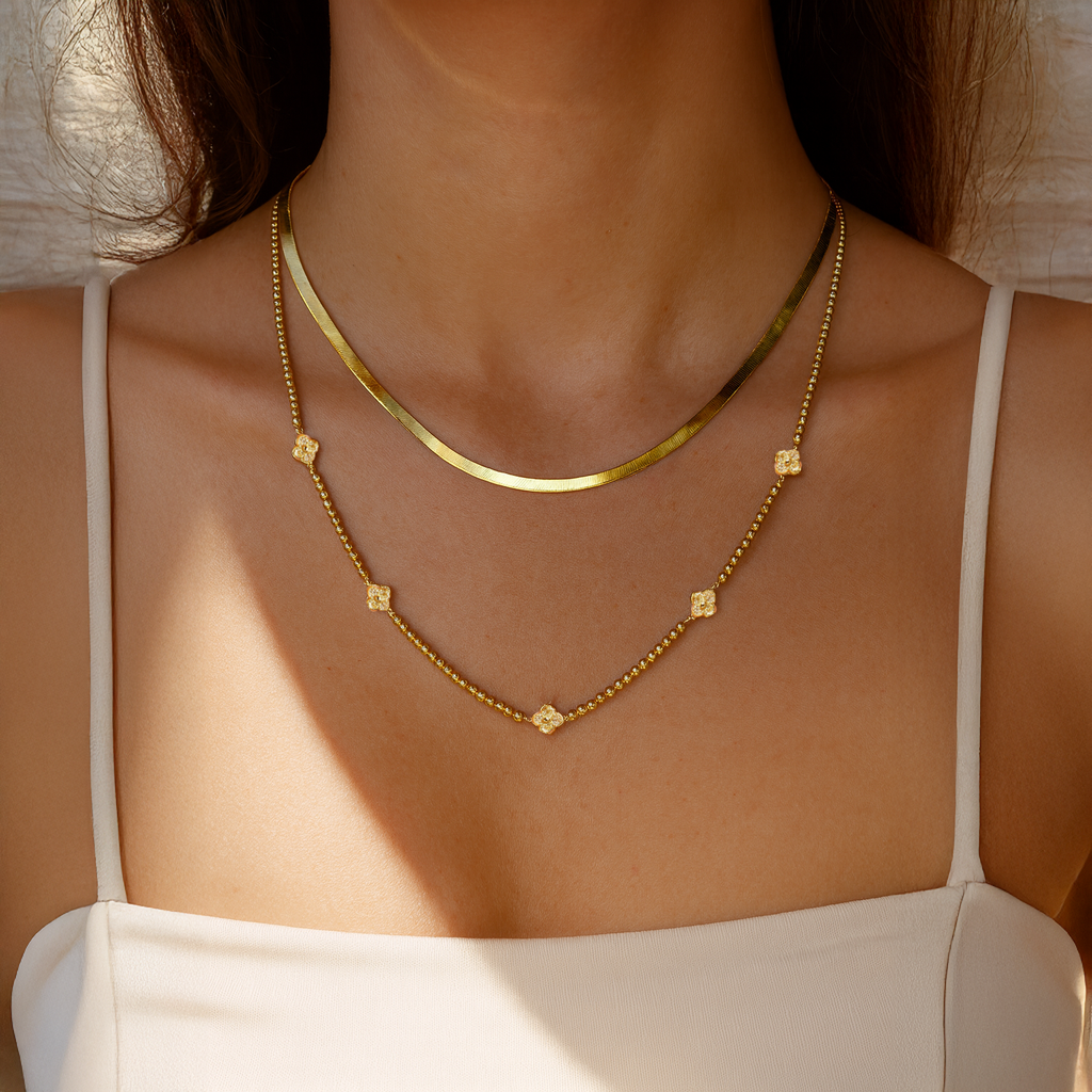 Elaria Set of Necklace & Bracelet Duo with Floral Charms