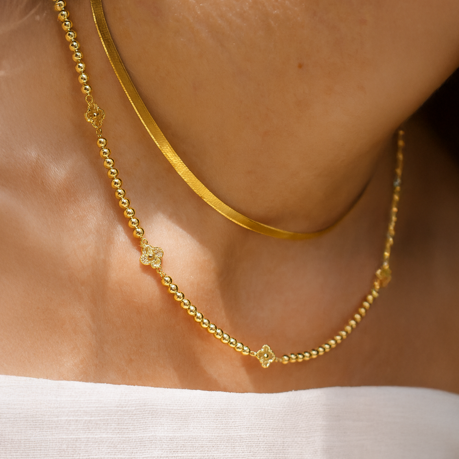 Elaria Set of Necklace & Bracelet Duo with Floral Charms