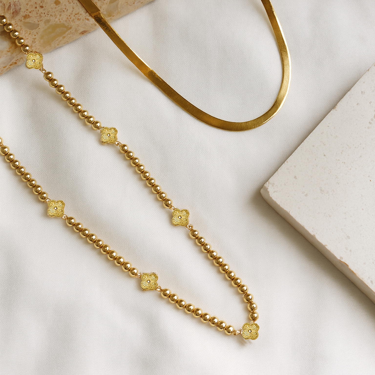 Elaria Set of Necklace & Bracelet Duo with Floral Charms