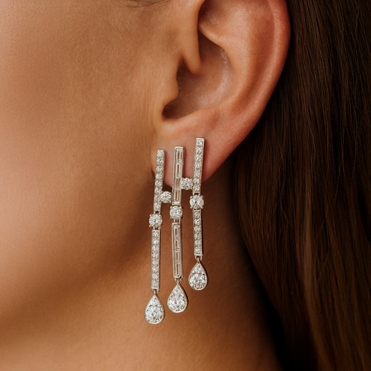 Naomi Prism Cascade Silver Danglers