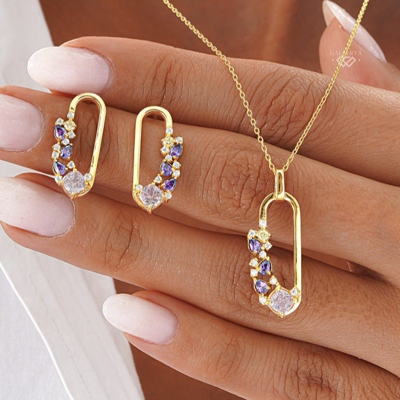 Aria Multistone Pendant & Earrings Set