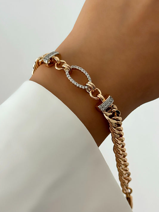 Kaia Textured Gold Chain Link Bracelet