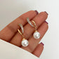 Siena Modern Pearl Hook Earrings in Gold