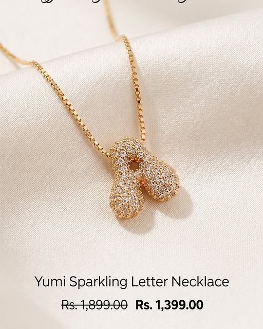 Yumi Sparkling Letter Necklace