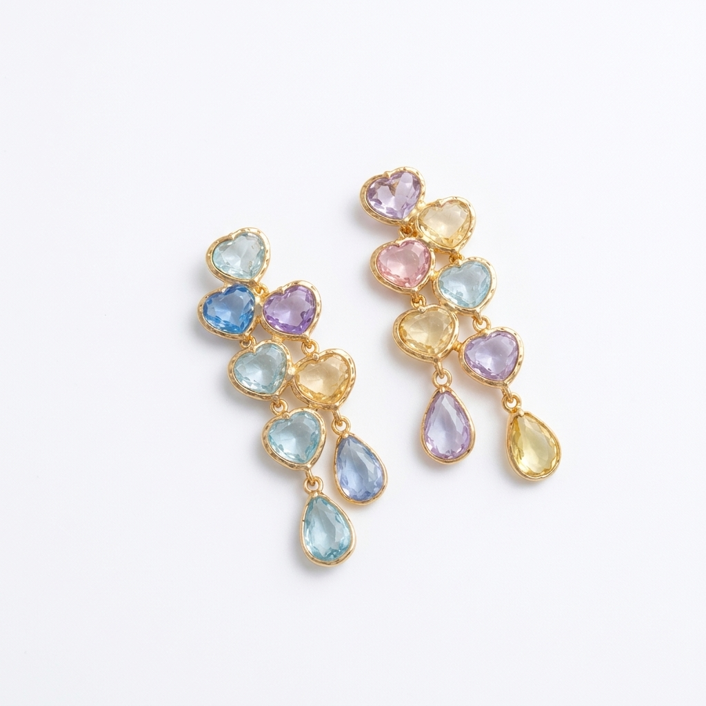 Rena Heart-Shaped Gemstone Drop Earrings