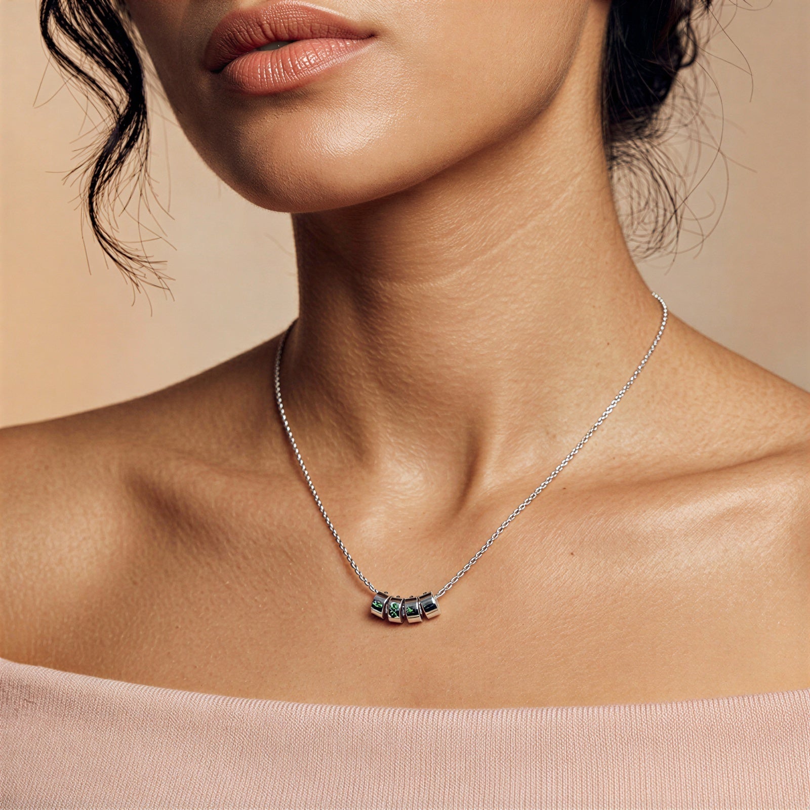 Anaya Emerald Code Bar Necklace
